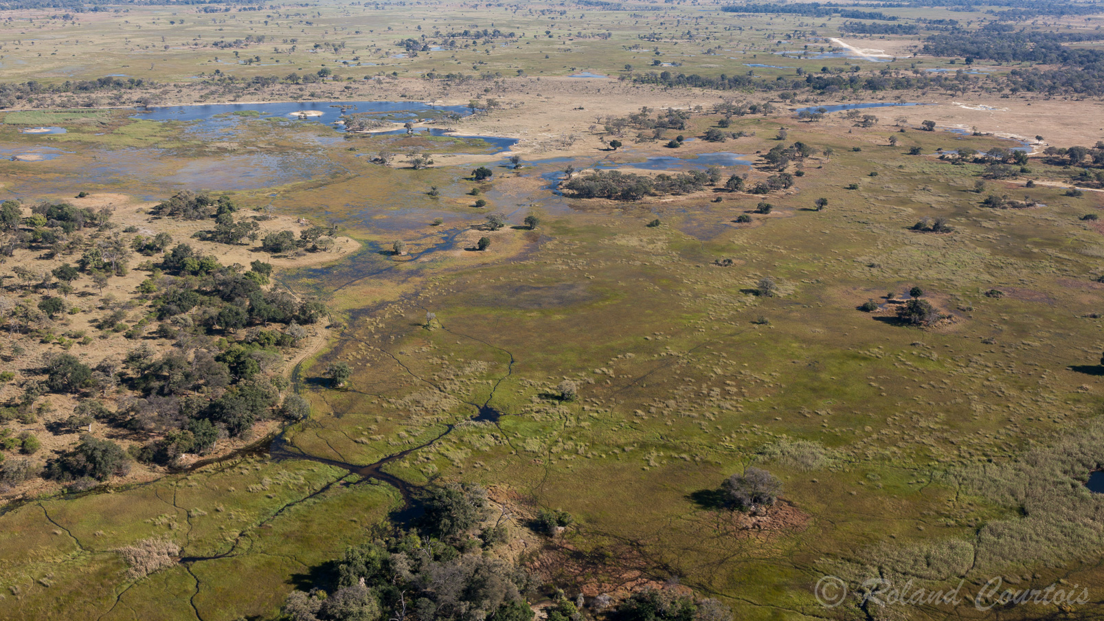 Le Delta de l'Okavango vu du ciel.
