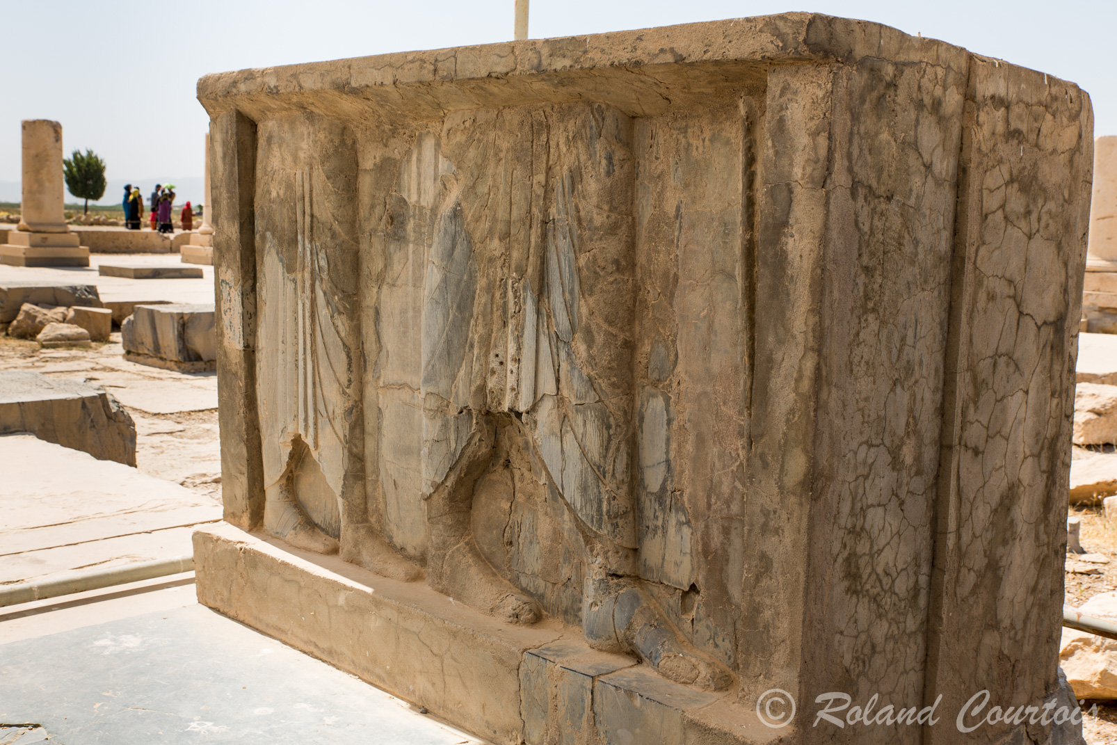 Pasargades. Pieds de Cyrus, sur l’un des plis de sa robe une inscription cunéiforme.